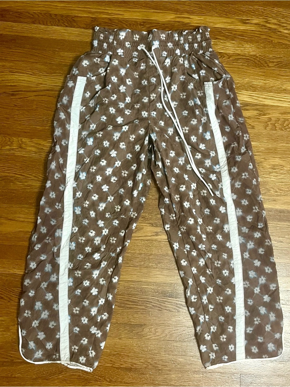 Free People Movement M barrel pants brown floral nylon high waist